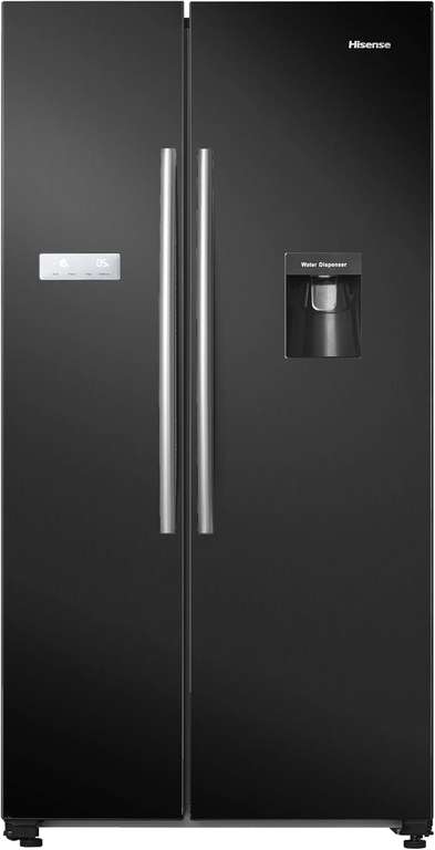 Hisense RS741N4WBE Freestanding American Side by side Door American Fridge Freezer 578 litre, Black, with Non-Plumbed Water Dispenser, Black