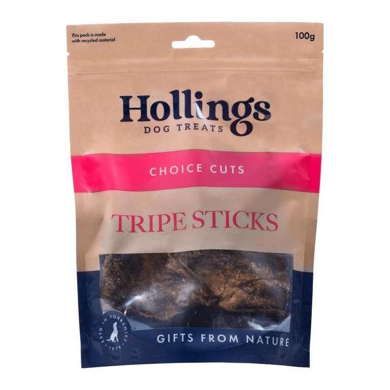 Hollings Tripe Sticks Dog Treats - 3 X 100g - S&S £5.53
