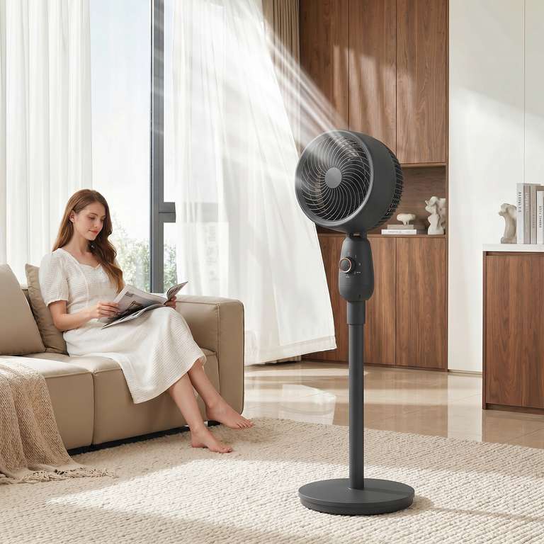HOMCOM Pedestal Fan, Powerful Air Circulator, 36 Inch Floor Standing Fan with 3 Speed Settings, 70° W/Code