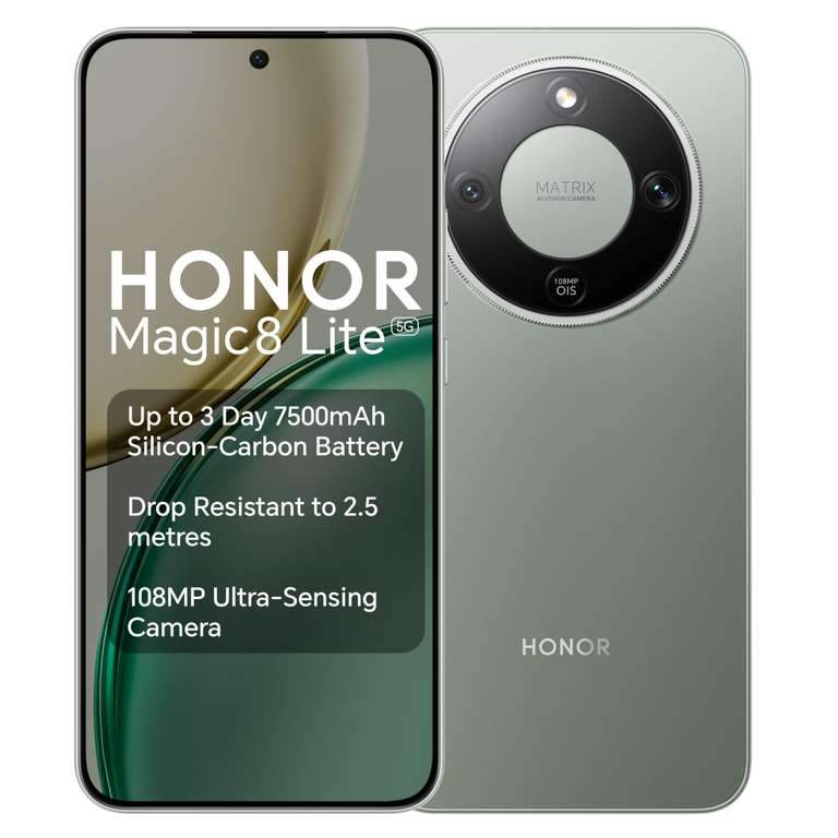 HONOR Magic8 Lite Snapdragon 6 Gen 4 8GB RAM 512GB ROM AMOLED 5G Smartphone (Save 20% at Checkout)