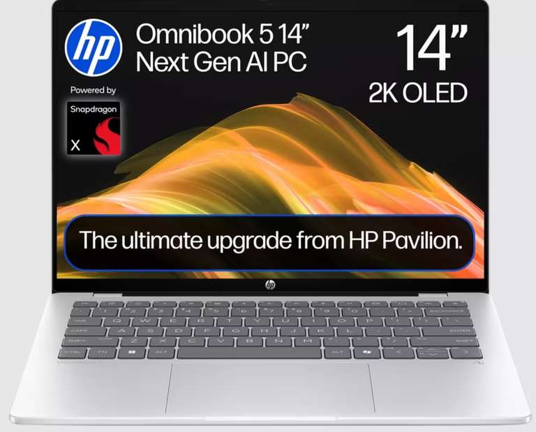 HP OmniBook 5 AI 14" 2K OLED Qualcomm Snapdragon X 16GB RAM 512GB SSD REFURB-B Laptop with code at Currys Clearance