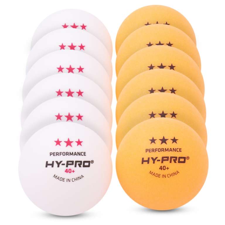 Hy-Pro 12 Pack Table Tennis Balls - Professional 3 Star, 40+ mm, ABS Quality, High Performance, White/Orange