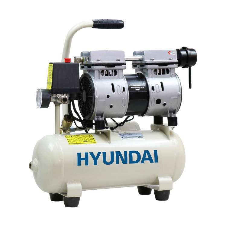 Hyundai Low Noise Portable Electric Air Compressor 8L, Oil Free 550W Direct Drive, 4CFM 100psi
