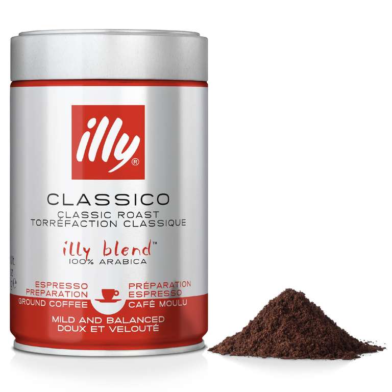 illy Classico Ground Coffee, Medium Roast, 100% Arabica 250g Tin - 5% off coupon Subscribe & Save