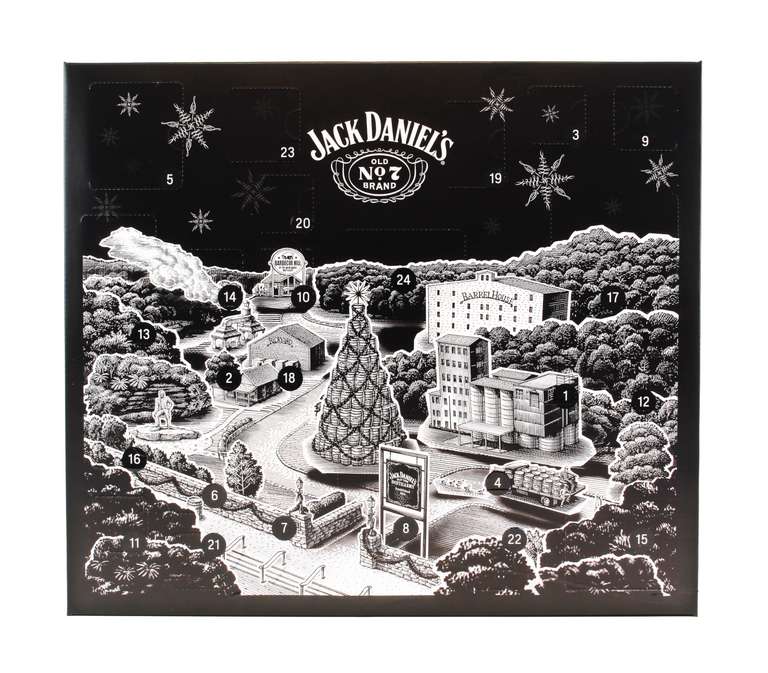 Jack Daniel’s Holiday Coutdown 2025 | Limited Edition Whiskey Gift Set with 18 Miniature Bottles & Exclusive Collectibles