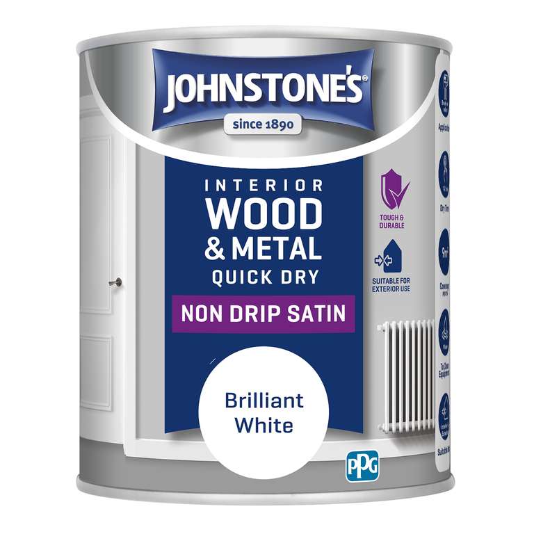 Johnstone's, Wood & Metal Paint, Gloss Finish - Brilliant White - 750ml