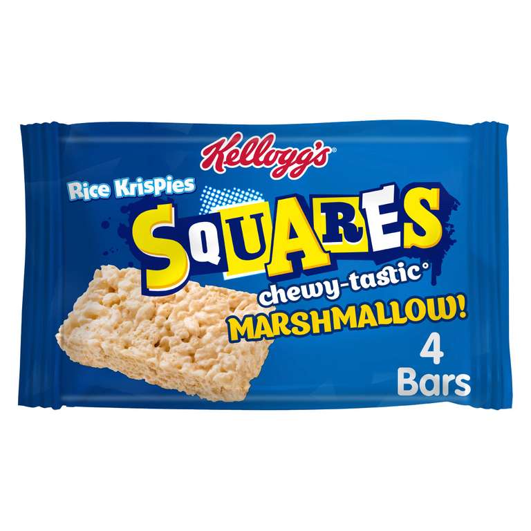 Kellogg's Rice Krispies Squares Marshmallow Snack Bars Box, 4 x 28g - S&S £1.19