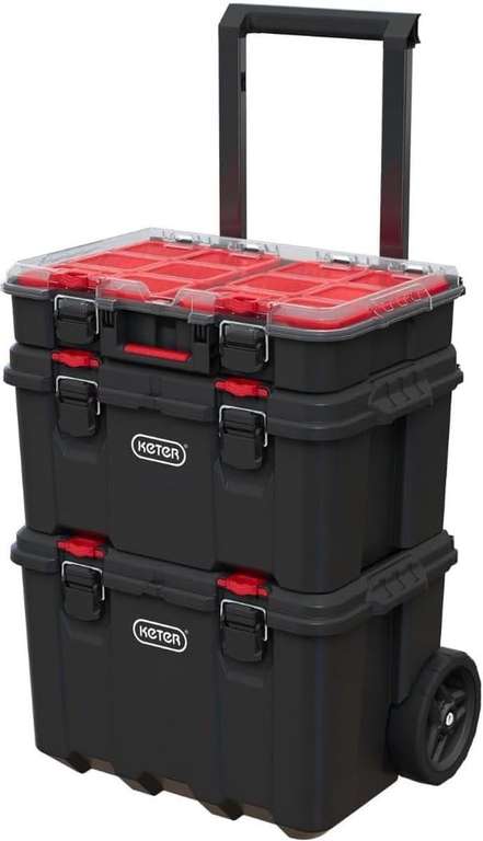 Keter Stack n' Roll Modular DIY Half Organiser, Removable Bins, Stackable.