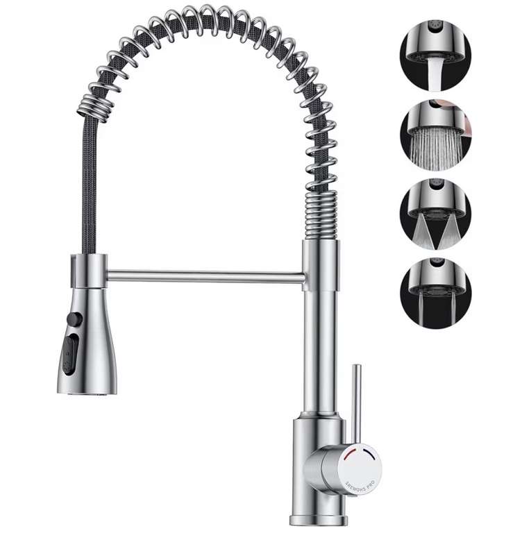 Kitchen Mixer Tap with Pull Down Spray Head, 360°Swivel