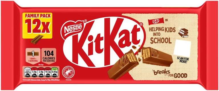 KitKat 2Finger Milk Chocolate Biscuit Bar - 12 x 20.7g (£2.10 S&S)