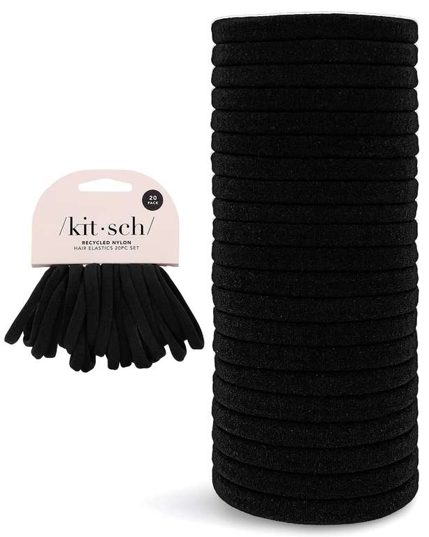 Kitsch Black Hair Ties 20pcs No Damage - Strong Stretchy Hairbands. Sold by KITSCH LLC FBA