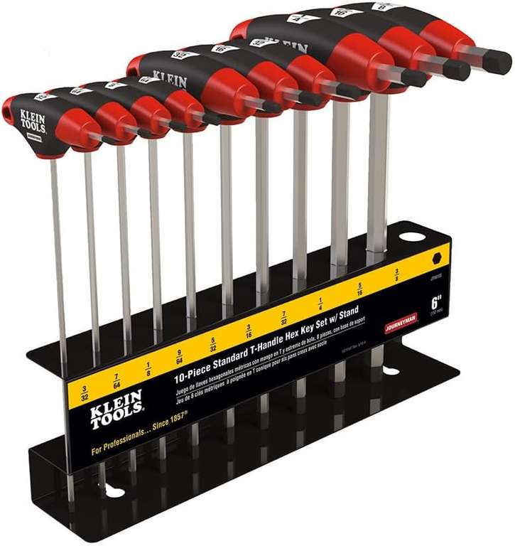 KLEIN TOOLS JTH610E Hex Key Set with 6-Inch Blades, Stand Included, 10-Piece