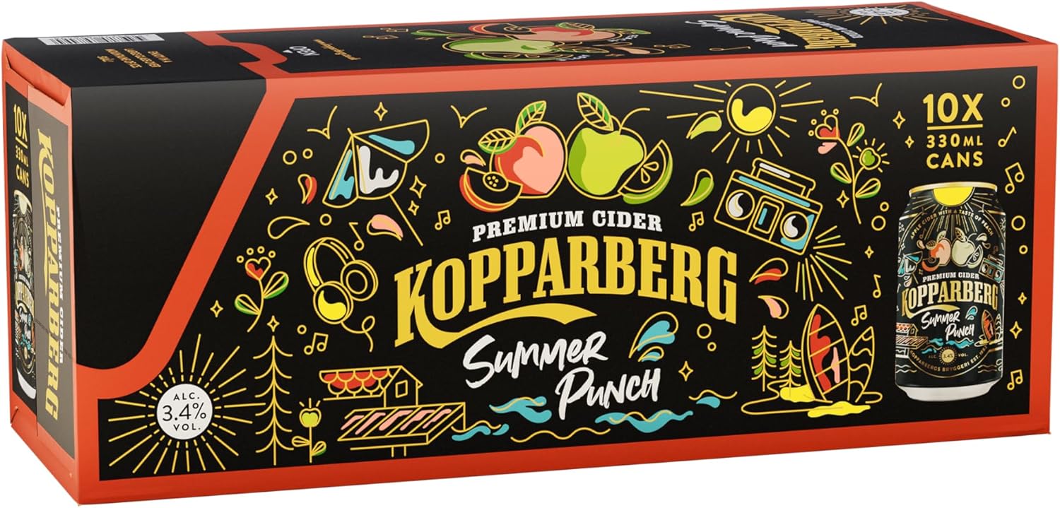 Kopparberg Fruit Cider Variety, 10 x 330ml (strawberry & Lime, mixed fruit, tropical, raspberry, strawberry & pineapple ciders)