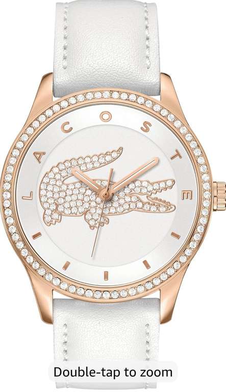 Lacoste Analogue Quartz Watch for Women VICTORIA Collection with White Leather Strap - 2000821
