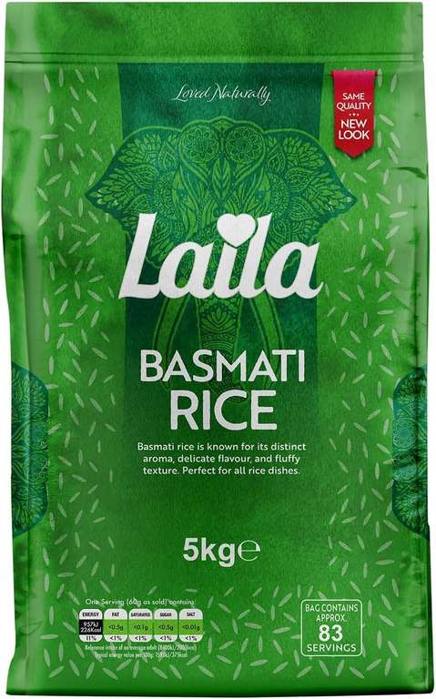 Laila Basmati Rice 5Kg, Aromatic Rice Basmati-Style - S&S £6.30