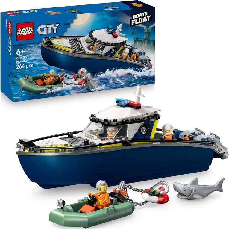 LEGO City 60456 Police Boat Chase Toy with a Floatable Speedboat and Dingh