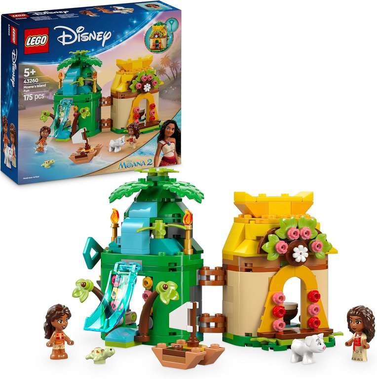 LEGO | Disney Moana 2 Moana's Island Fun with a House, Waterfall Slide & 2 Micro Dolls incl. Simea - 43260