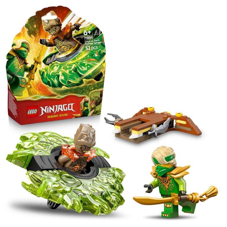 LEGO NINJAGO Lloyd vs. Earth Monster Spinner - Ninja Spinning Toy w/a Launcher, Battling Tops & 2 Minifigures 71850