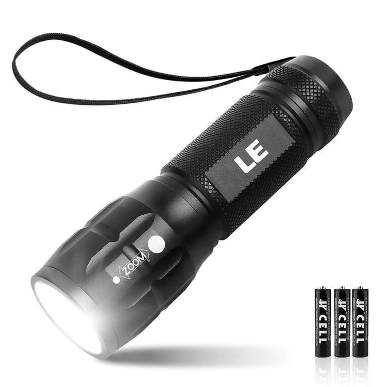 LE LED Torch Battery Powered, LE1000 Super Bright Hand Flashlight, Adjustable Focus, Water Resistant - Sold By Lepro UK FBA