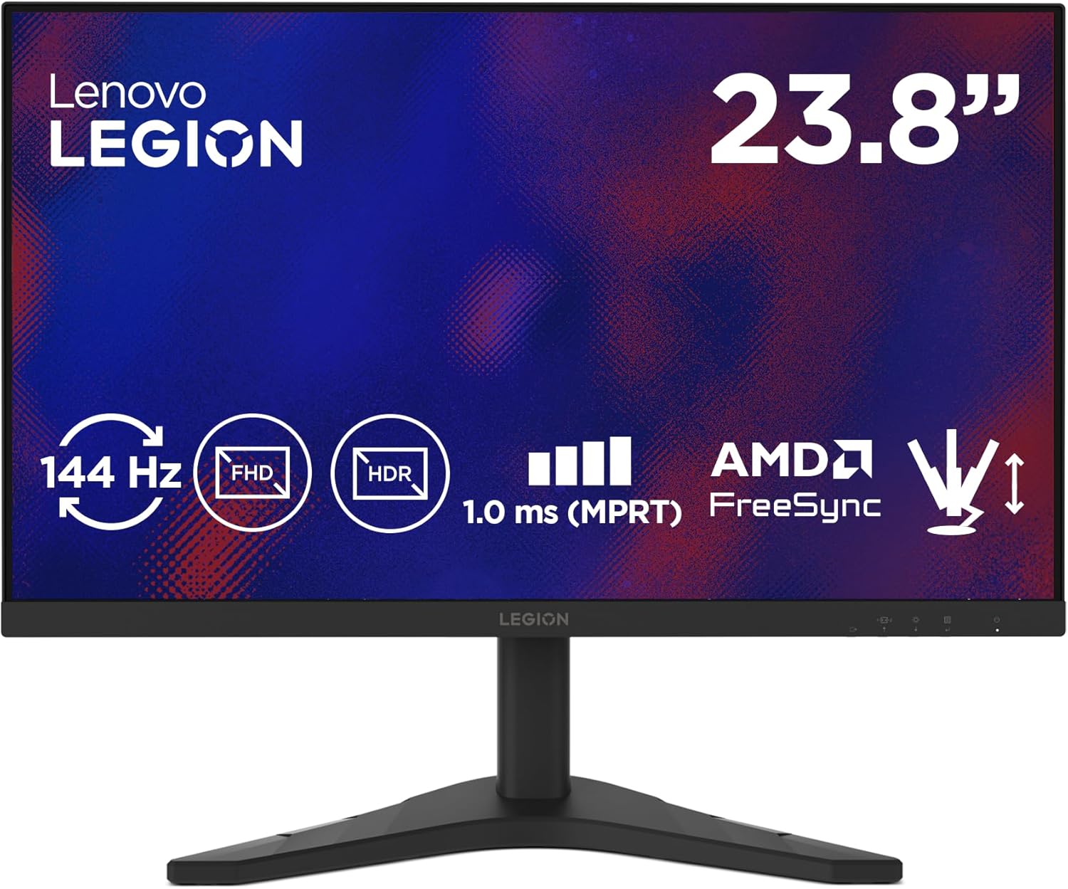 Lenovo Legion R24s Gaming Monitor 23.8" FHD (1920x1080) IPS, 1ms MPRT, 144Hz, Ports HDMI 2.1 + DisplayPort 1.2, DisplayPort Cable Black