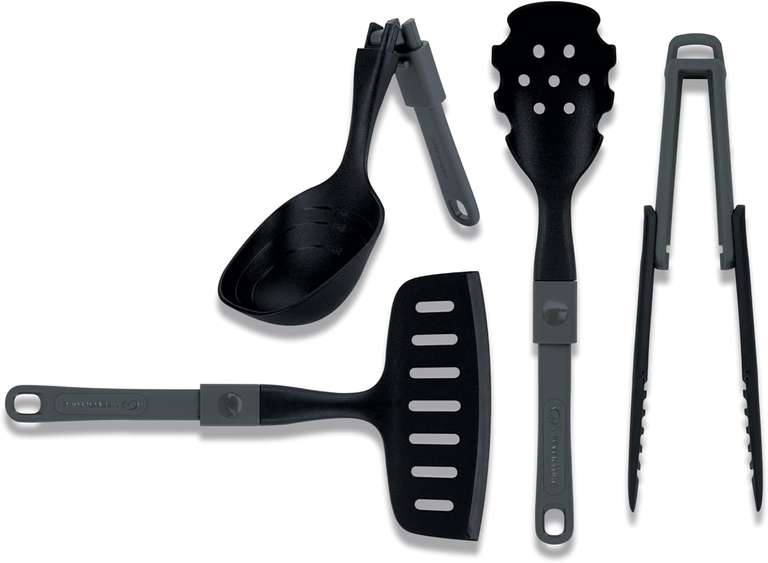 Lifeventure Folding Cooking Utensil Set | 4 Piece Camp Kitchen Kit with Ladle, Spatula, Spoon & Tongs