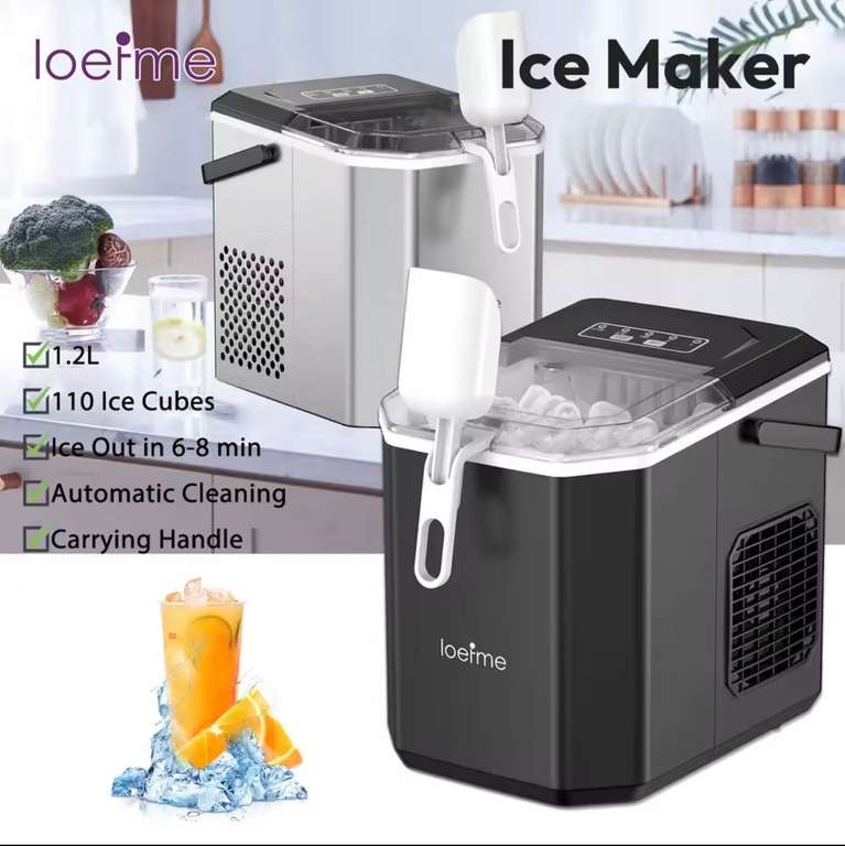 Loefme Desktop Fully Automatic Bullet Shaped Ice Maker 12kg/24h Fast Ice Making with code - CONENTOOL Shop Store