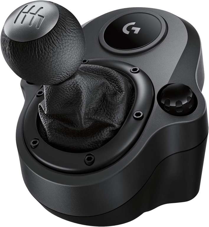 Logitech G Driving Force Racing Wheels Shifter for G29, G920 & G923, 6 Speed, Push Down Reverse Gear, Steel and Leather Construction - Black