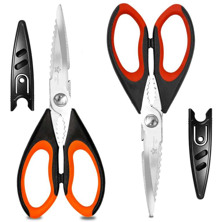 Magnificent Kitchen Scissors Pack of 2, Stainless Steel Shears with Fish Scaler Nutcracker Bottle Opener. Sold by commerce zone ltd FBA