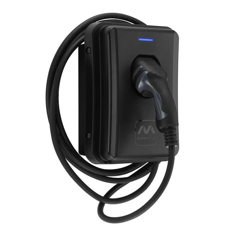 Masterplug EV Wall Charging Station for Electric Vehicles Type 2 - Tethered - Black - Sold By Amazon EU