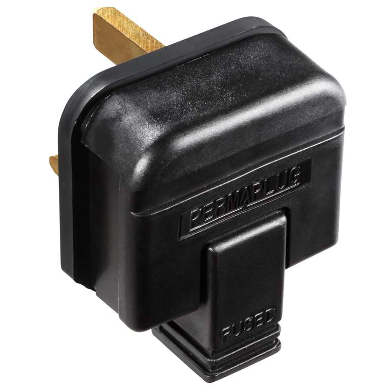 Masterplug HDPT13B-MP Heavy Duty 13 Amp Rewireable Plug, 57.5 x 48 mm, Black