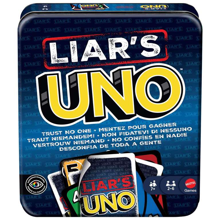 Mattel Games Liar’s UNO Card Game in Travel & Storage Tin