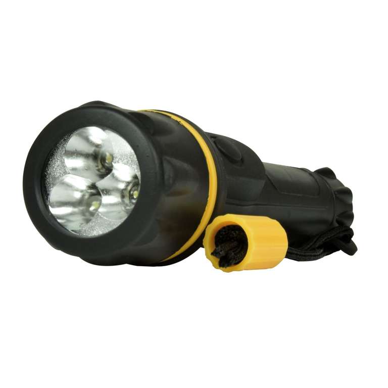 Mercury Heavy Duty LED Rubber Torch Durable Handheld Torch -Wide-Angle LEDs, Ideal for Camping, Outdoor, Work and Emergencies 2 AA Batteries