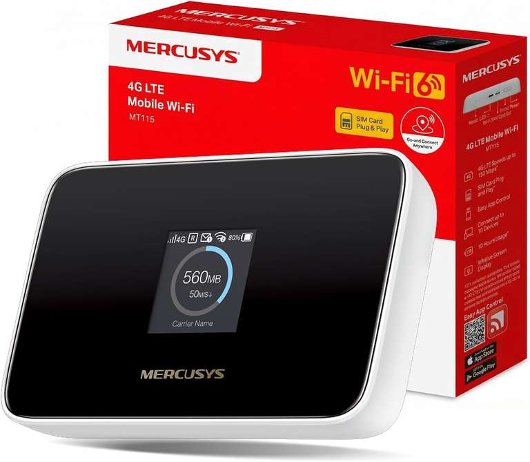 MERCUSYS MT115 4G LTE Mobile Portable WiFi Router with SIM Slot