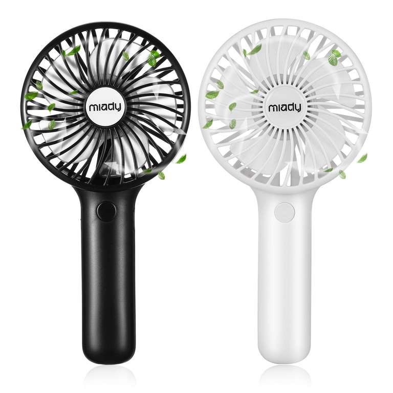 Miady 2 Pack 5000mAh Portable Handheld Fans, USB-C Rechargeable, 3 Speeds, 7-20H Runtime, for Home, Office & Travel, Sold by Golden_Age FBA