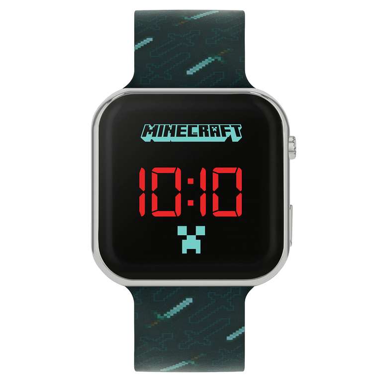 Minecraft Kids Black Strap LED Watch MIN4097