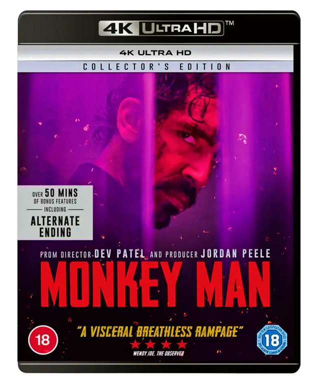 Monkey Man Collector's Edition 4K UHD Blu-ray (Brand New/Sealed) W/Code - Sold by musicMagpie Shop