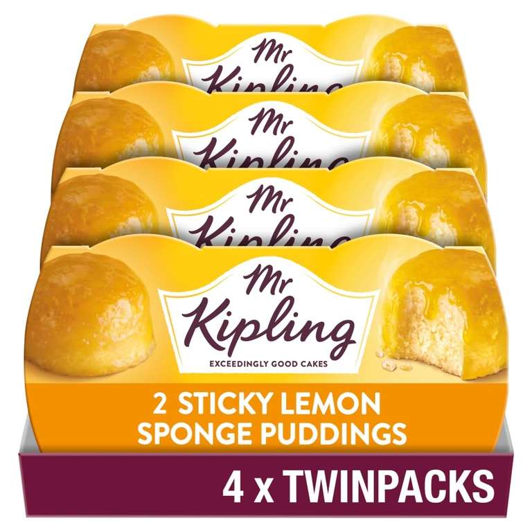 Mr Kipling Sponge Pudding Desserts, 4 x 190g, Sticky Lemon, Golden Syrup, Raspberry - £5.40 with S&S