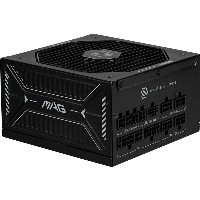 MSI MAG A1000GLS PCIE5 Power Supply Unit, 1000W, 80 PLUS Gold, ATX 3.1, PCIe 5.1 GPU Support, Native 12V-2x6, Dual-color 12V