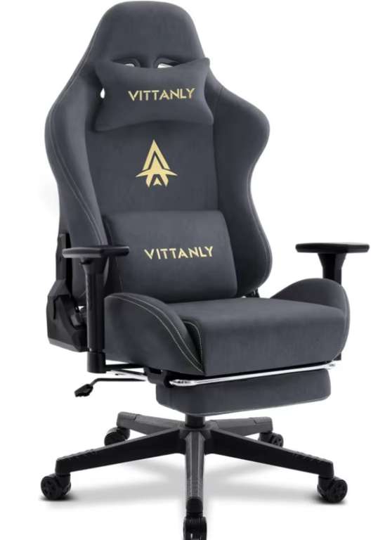 Kitinjoy Natural Suede Gaming Chair High Back Ergonomic Computer Chair With Footrest w/code sold by Kitinjoy Official Store