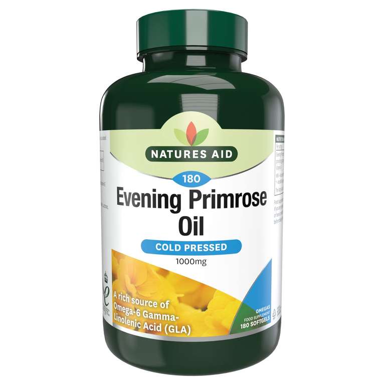 Natures Aid Evening Primrose Oil 1000mg – Cold Pressed Omega-6 GLA – Supports Hormonal Balance