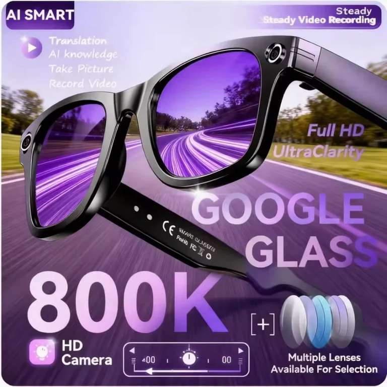 New 800W Camera AI Glasses Men Color-Changing Smart Translation Glasses (With Code) Sold by Guhuavmi Head Office Direct Store