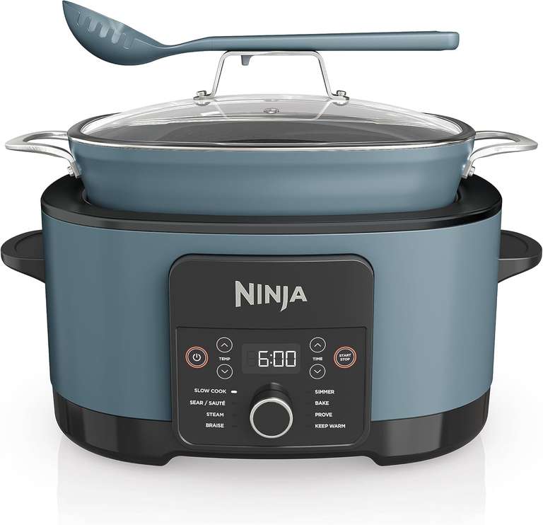 Ninja Foodi PossibleCooker, 8-in-1 Slow Cooker with Removable Non-Stick Pot, Steaming Rack, Integrated Spoon & Glass Lid
