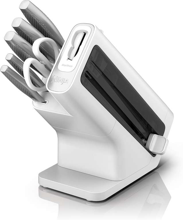 Ninja StaySharp Knife Set, Stainless Steel 6Piece Set with Integrated Sharpener White