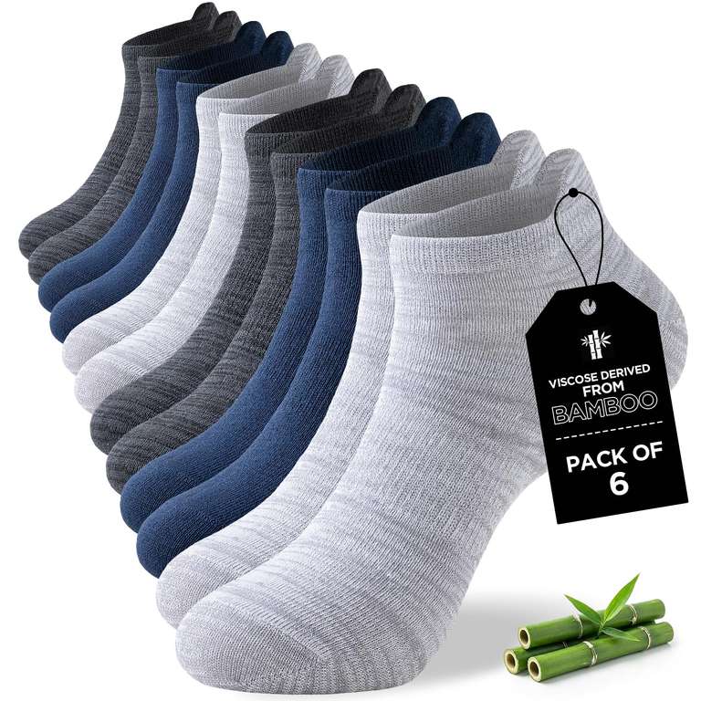 Niorasen Bamboo Trainer Socks for Men and Women 6 Pairs (Sizes: UK 5-8, 9-11, 12-15) - Sold by Niorasen Direct - UK FBA