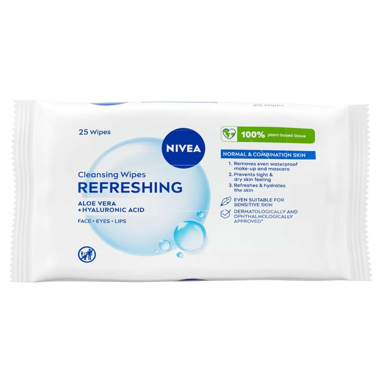 NIVEA Refreshing 3-in-1 Cleansing Face Wipes for Normal Skin (S&S £1.10)