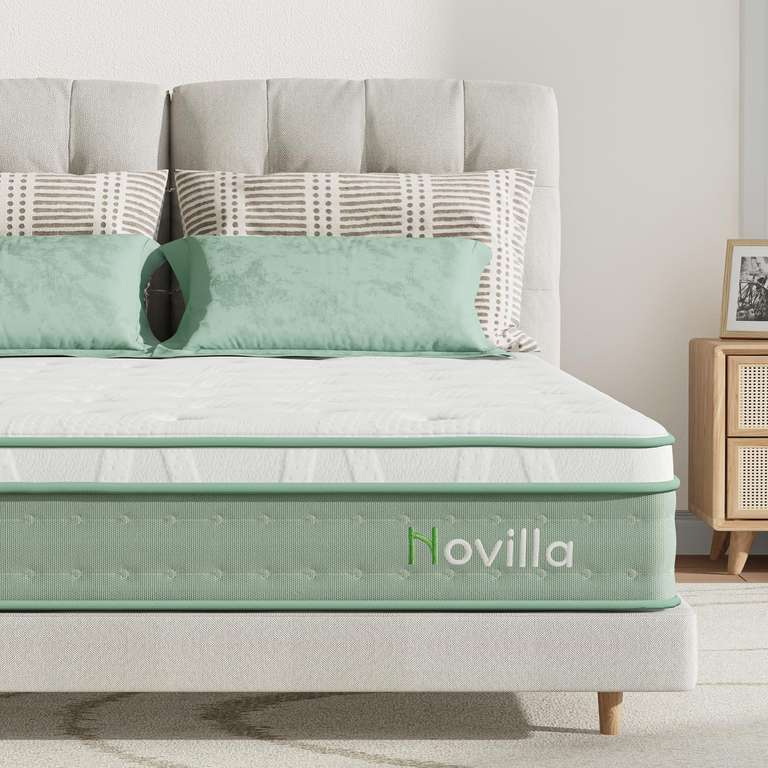 Novilla King Size 10.6 Inch 3-Zone Gel Memory Foam Pocket Sprung Mattress 150x200x27cm