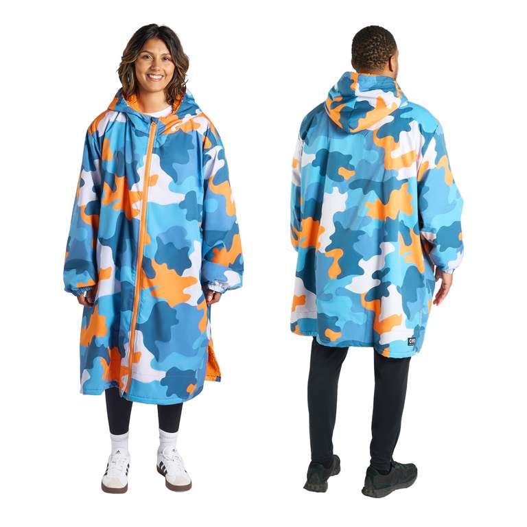 OHS Adults Drying Robe S-M/L-XL - Blue/Orange Camo - Sold by OnlineHomeShop