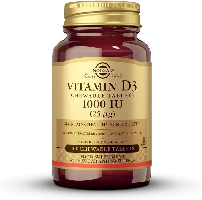 Solgar Vitamin D3 1000 IU (25 µg) Chewable Tablets - Pack of 100