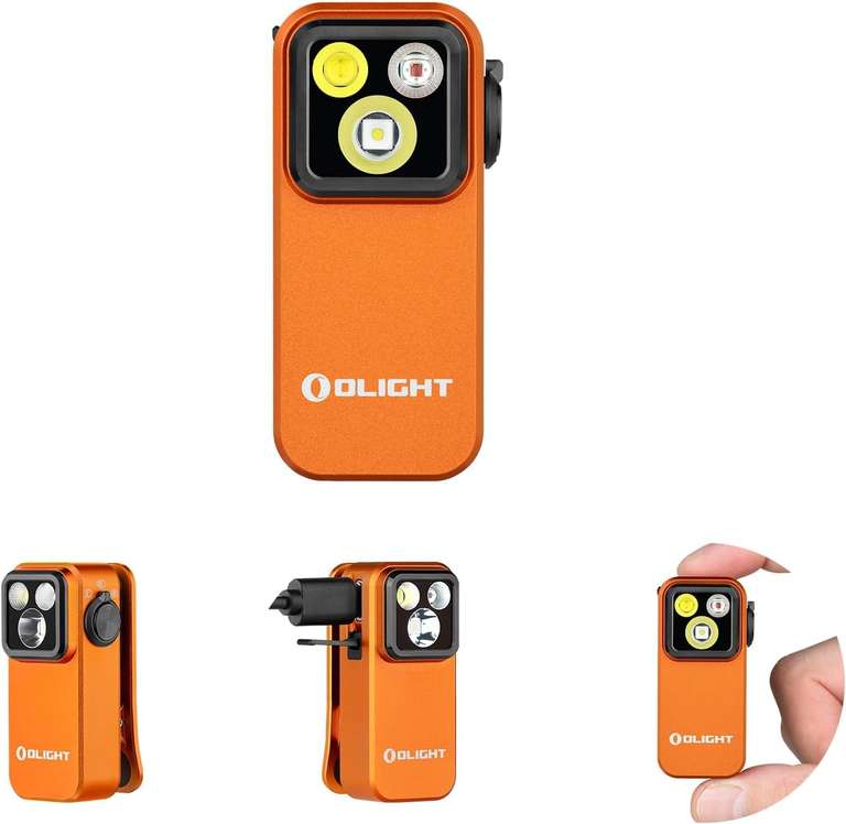 OLIGHT Oclip Pro 500 Lumens 3 Light Sources Clip on Torch, USB-C Rechargeable EDC Lamp with Magnetic Base - Grey/Green/White/Purple