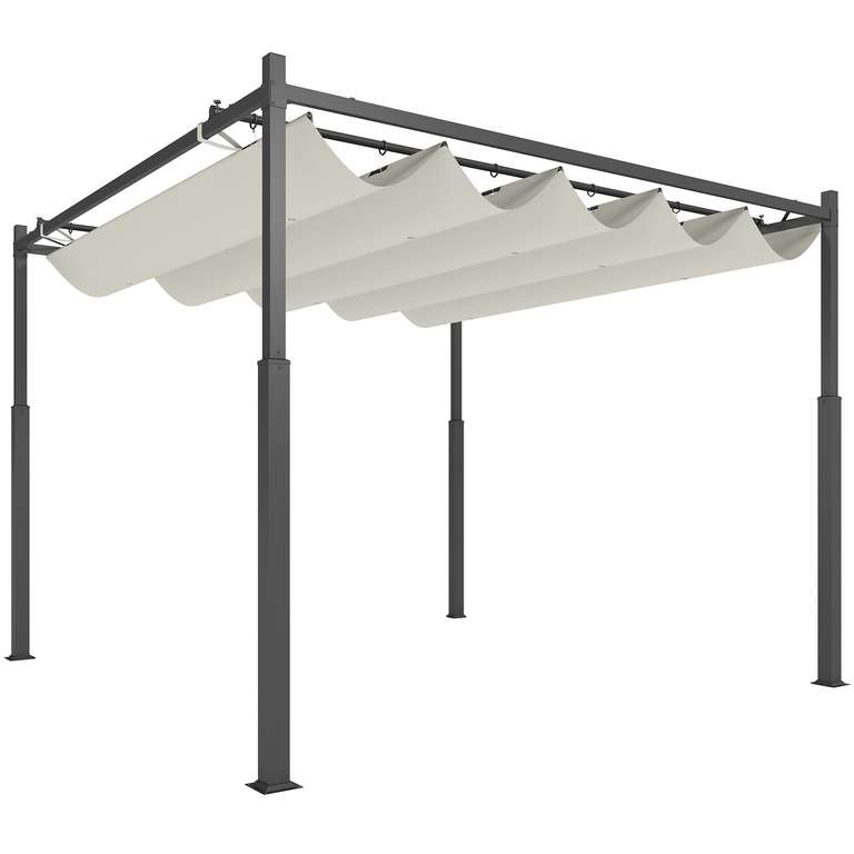 Outsunny 3 x 3(m) Metal Pergola with Retractable Roof and Magnetic Fixture